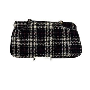 Vera Bradley Plaid Tweed Handbag East West Purse Black Red *Read